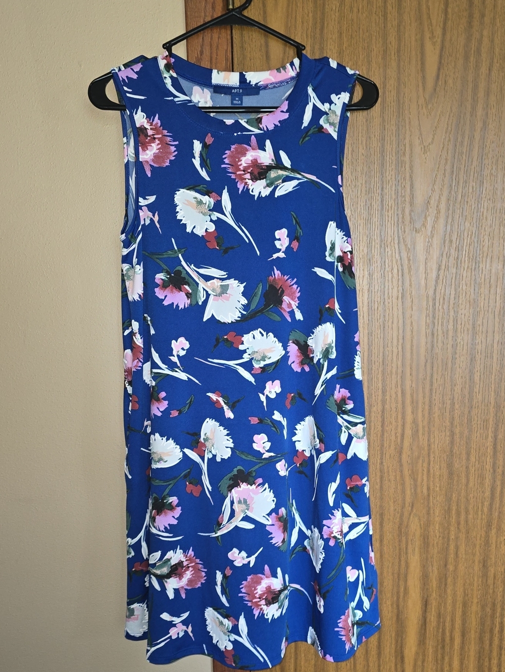 Apt. 9 Royal Blue Floral Sleeveless A-Line Mini Dress